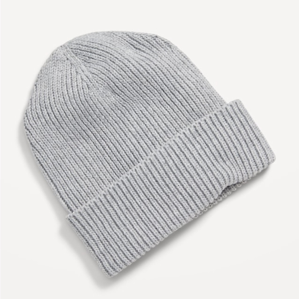 Men's Heather Grey Wide-Cuff Beanie Hat